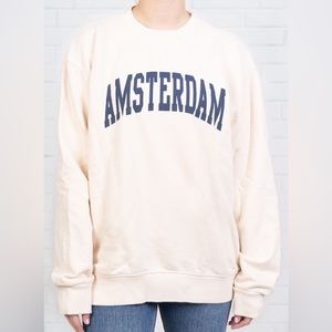 Brandy Melville Erica Amsterdam Sweatshirt in Cream and Navy Blue